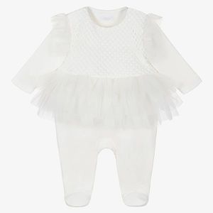 Sofia Ivory Cotton & Tulle Babygrow size 12 months